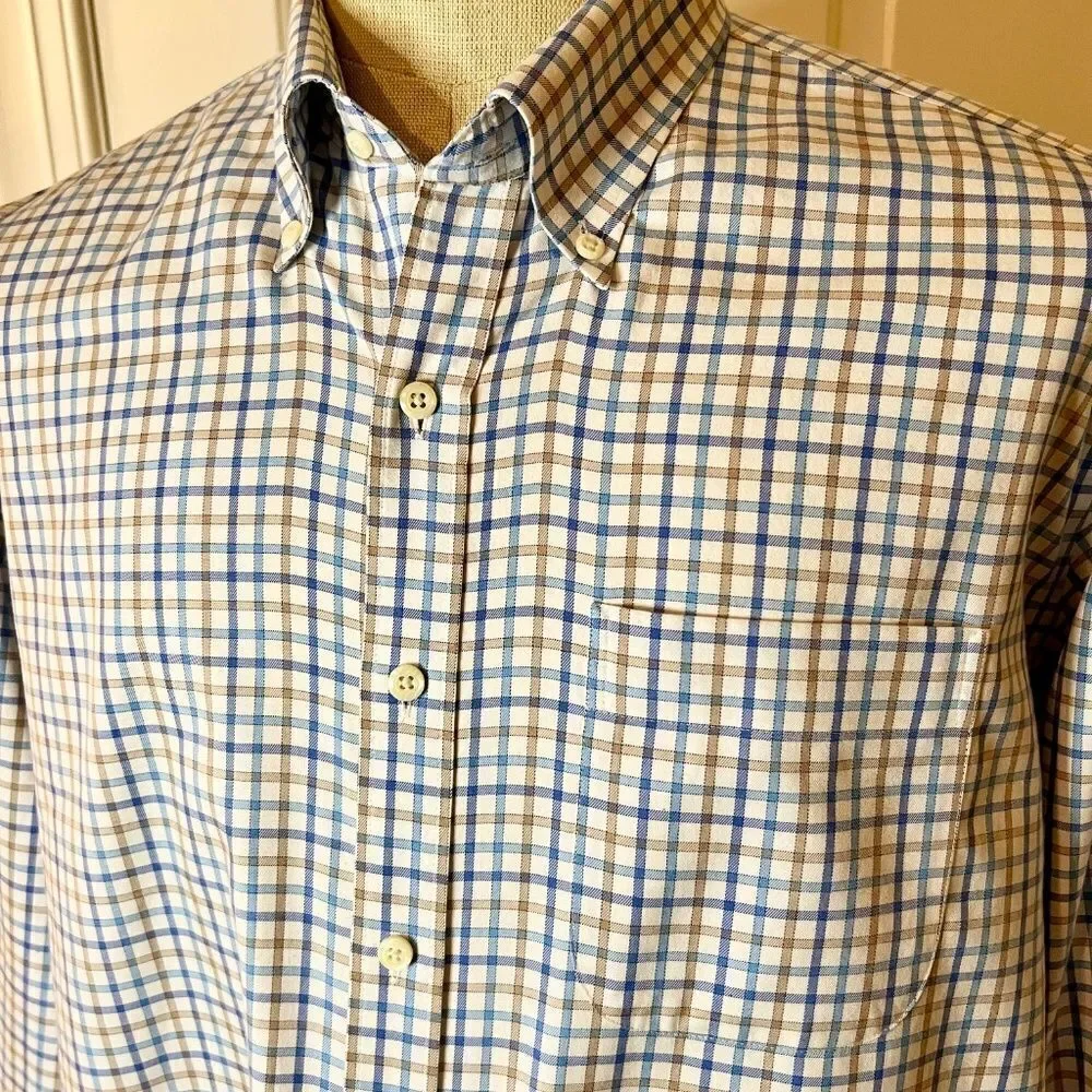 EUC Men's Peter Millar Nanoluxe Easycare Plaid Check Button Down Shirt Size XL‎ - Picture 3 of 4